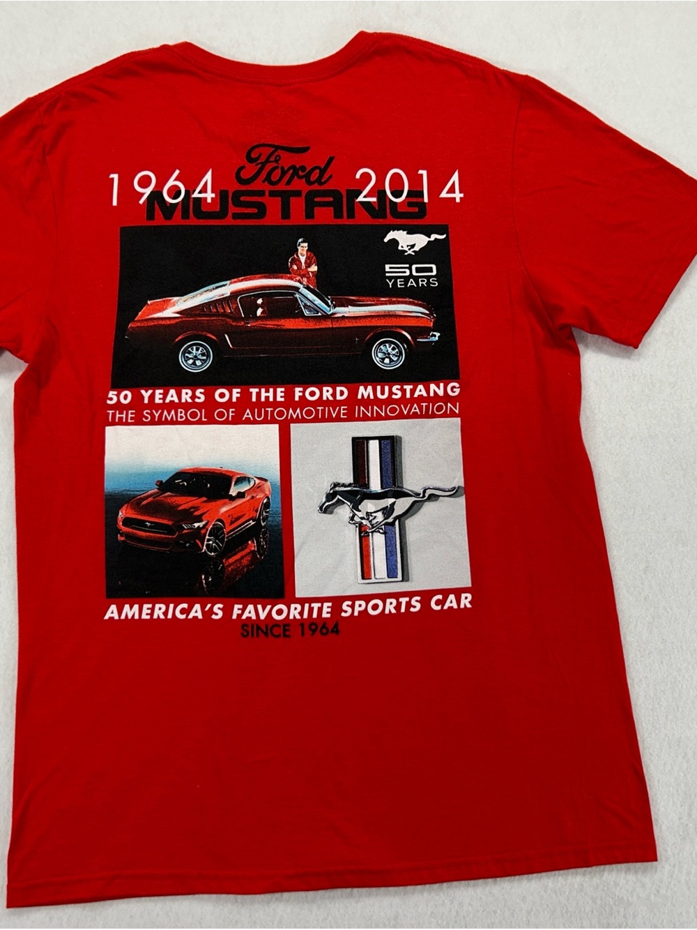 Ford Mustang 50th Anniversary 1964-2014 Men’s M Red Graphic Tee